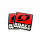 Kraftwerks Rectangle Logo Decal Silver Lettering 3" 2 Pack