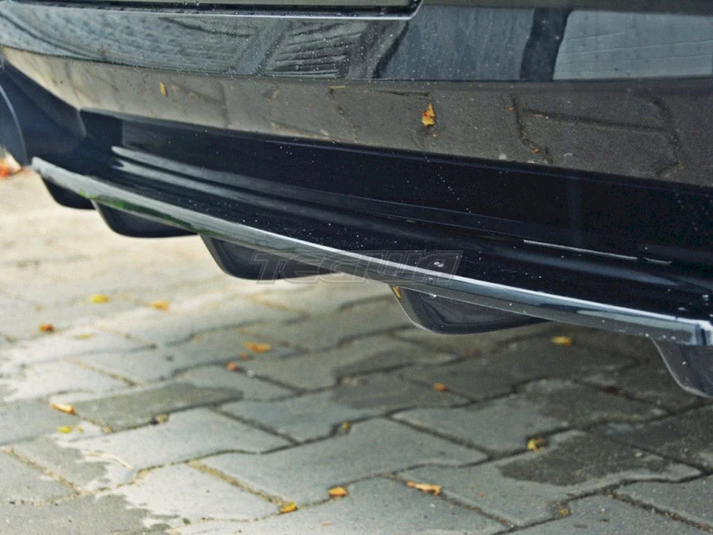 Maxton Design Central Rear Splitter BMW 5-Series F11 M-pack Fits TWO Double Exhaust Ends