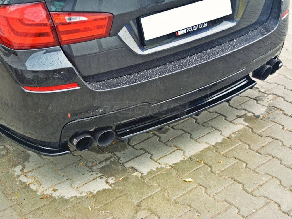 Maxton Design Central Rear Splitter BMW 5-Series F11 M-pack Fits TWO Double Exhaust Ends
