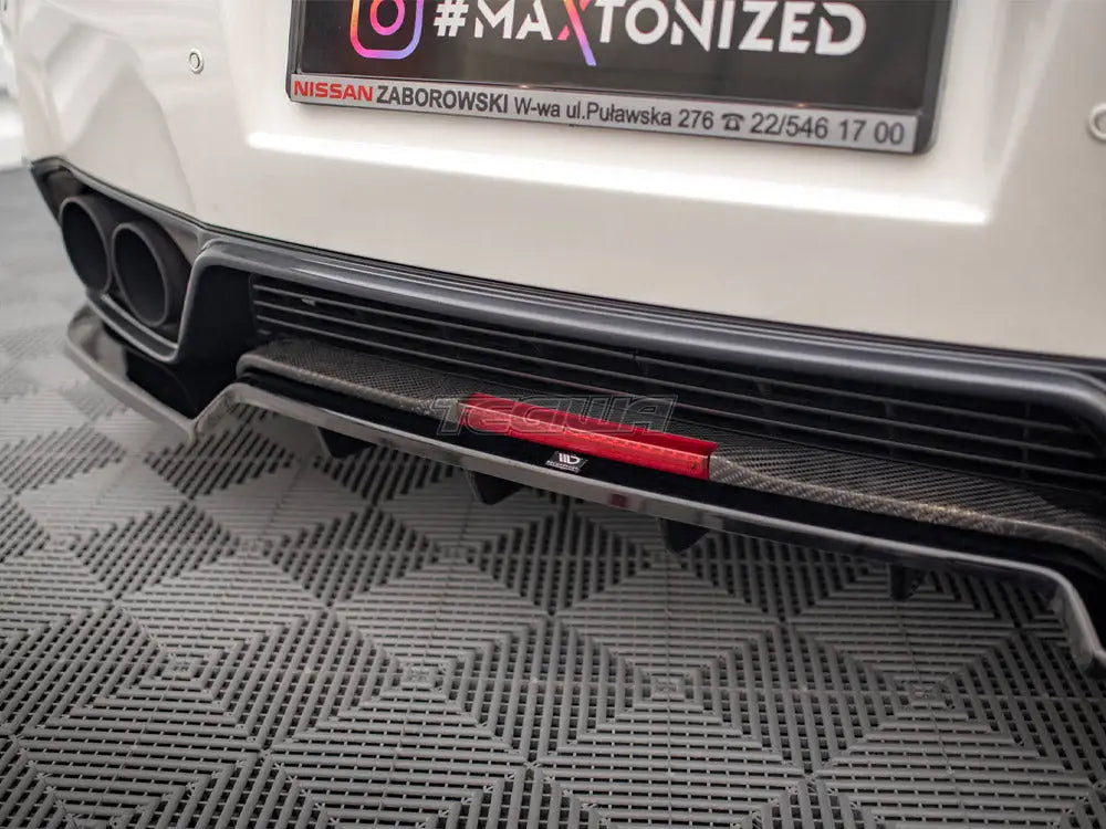 Maxton Design Central Rear Splitter + Flaps Nissan GTR R35 Facelift