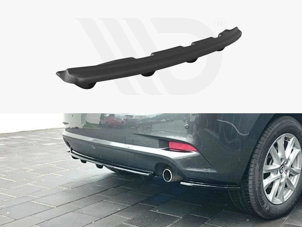 Maxton Design Central Rear Splitter Mazda 3 MK3 Facelift 2017-UP With Vertical Bars