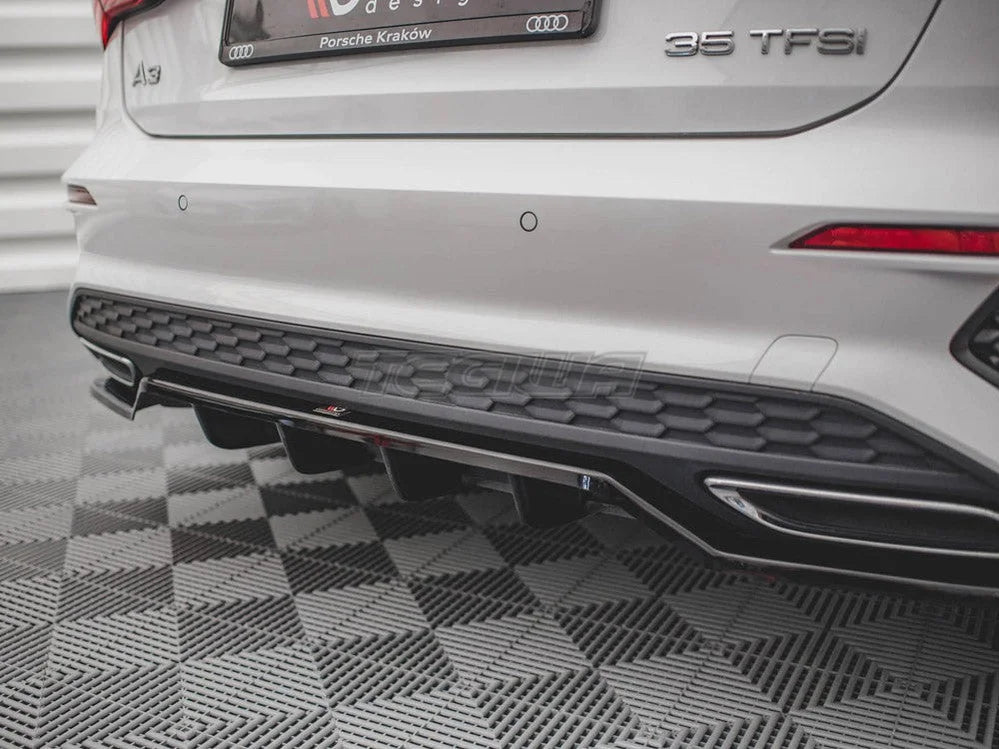 Maxton Design Central Rear Splitter Vertical Bars Audi A3 S-line Sportback 8Y 2020-