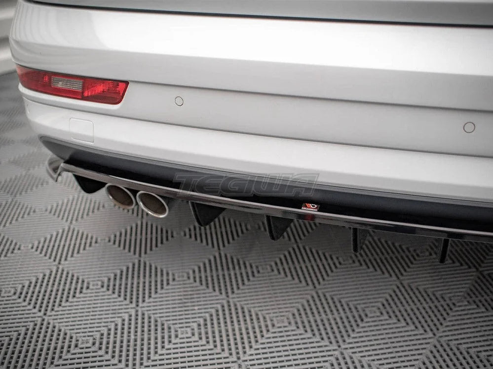 Maxton Design Central Rear Splitter Vertical Bars Audi Q3 8U Facelift 14-18