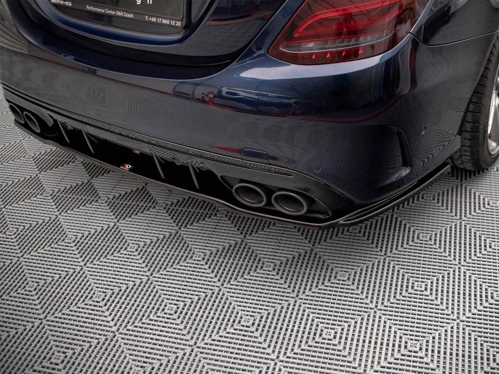 Maxton Design Central Rear Splitter Vertical Bars Mercedes AMG C 43 Sedan W205 Facelift