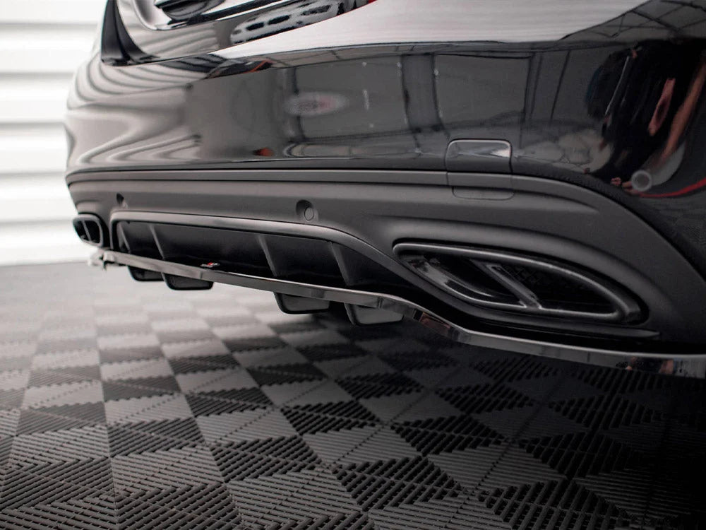 Maxton Design Central Rear Splitter Vertical Bars Mercedes C AMG Line W205 Facelift