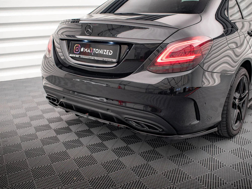 Maxton Design Central Rear Splitter Vertical Bars Mercedes C AMG Line W205 Facelift