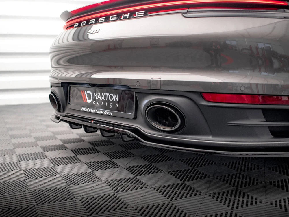 Maxton Design Central Rear Splitter Vertical Bars Porsche 911 Carrera 4S 992 2019-