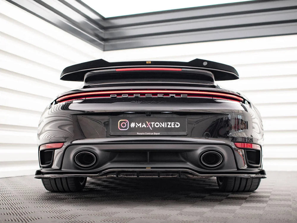 Maxton Design Central Rear Splitter Vertical Bars Porsche 911 Turbo S 992