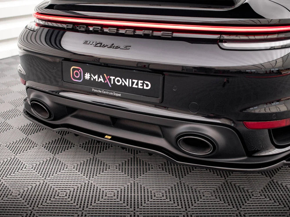 Maxton Design Central Rear Splitter Vertical Bars Porsche 911 Turbo S 992