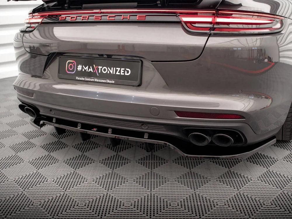 Maxton Design Central Rear Splitter Vertical Bars Porsche Panamera E-Hybrid 971