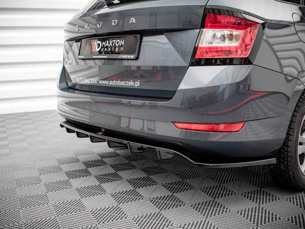 Maxton Design Central Rear Splitter Vertical Bars Skoda Fabia Combi MK3 Facelift 2019-
