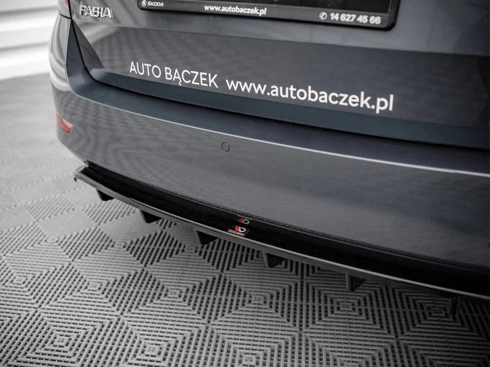 Maxton Design Central Rear Splitter Vertical Bars Skoda Fabia Combi MK3 Facelift 2019-