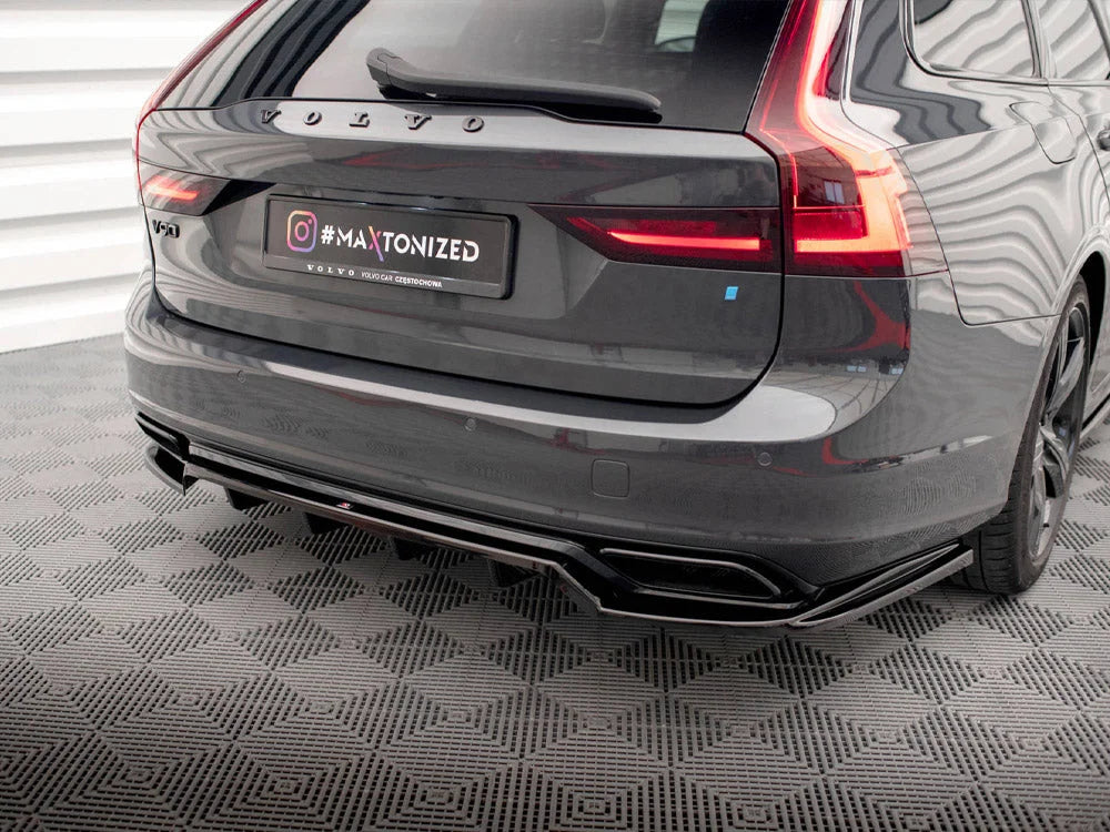 Maxton Design Central Rear Splitter Vertical Bars Volvo V90 R-Design Mk2