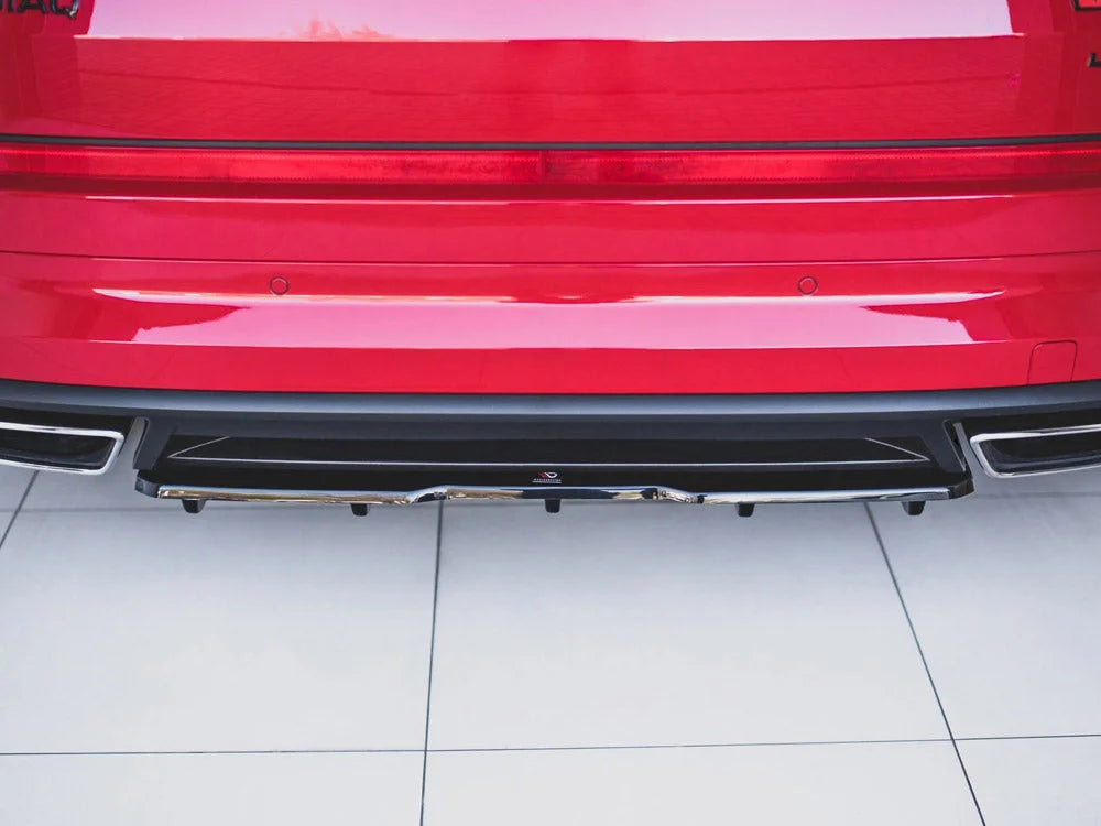 Maxton Design Central Rear Splitter W Vertical Bars Skoda Kodiaq VRS 2019-