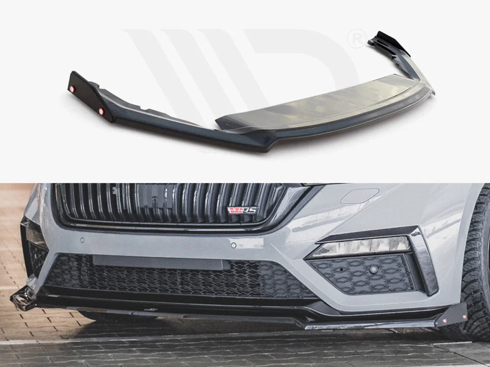 Maxton Design Front Splitter +flaps V2 Skoda Octavia RS MK4 2020-