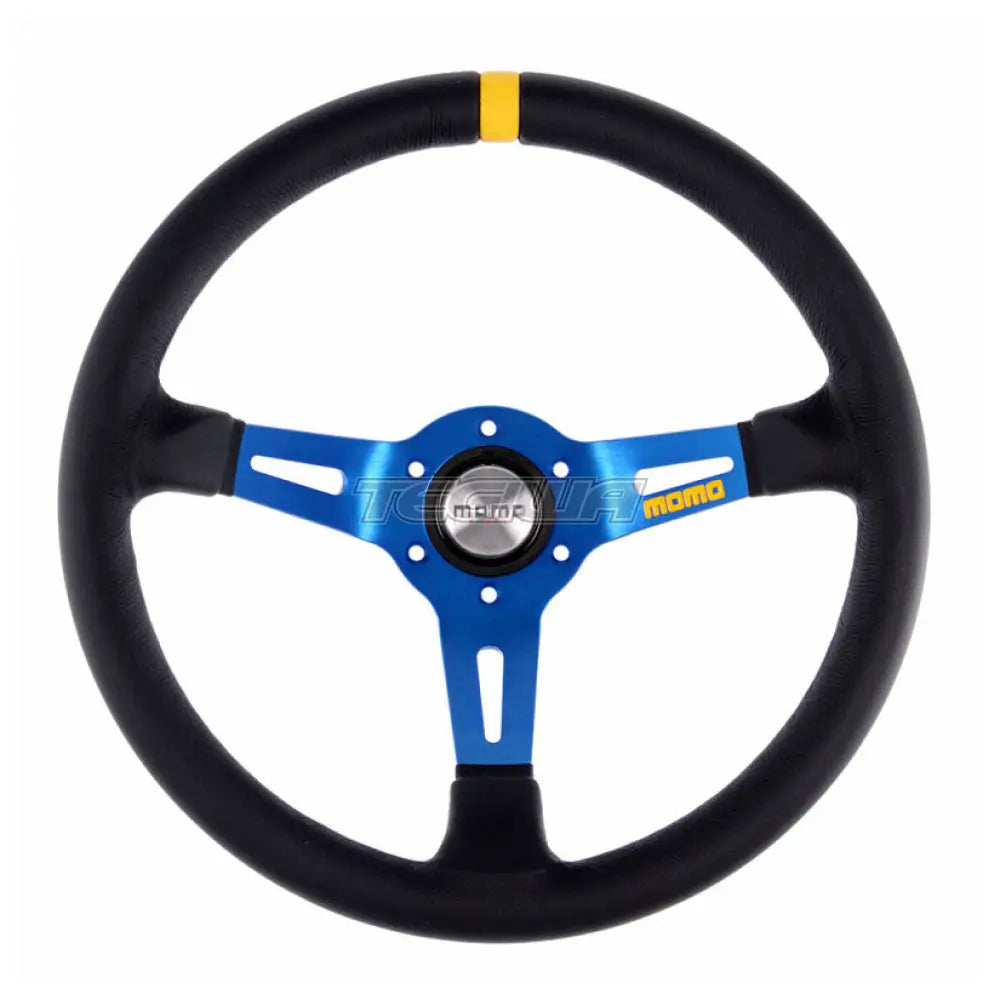Momo Model 08 - Black Steering Wheel 350Mm Blue Spoke/Black Leather Wheels And Accessories