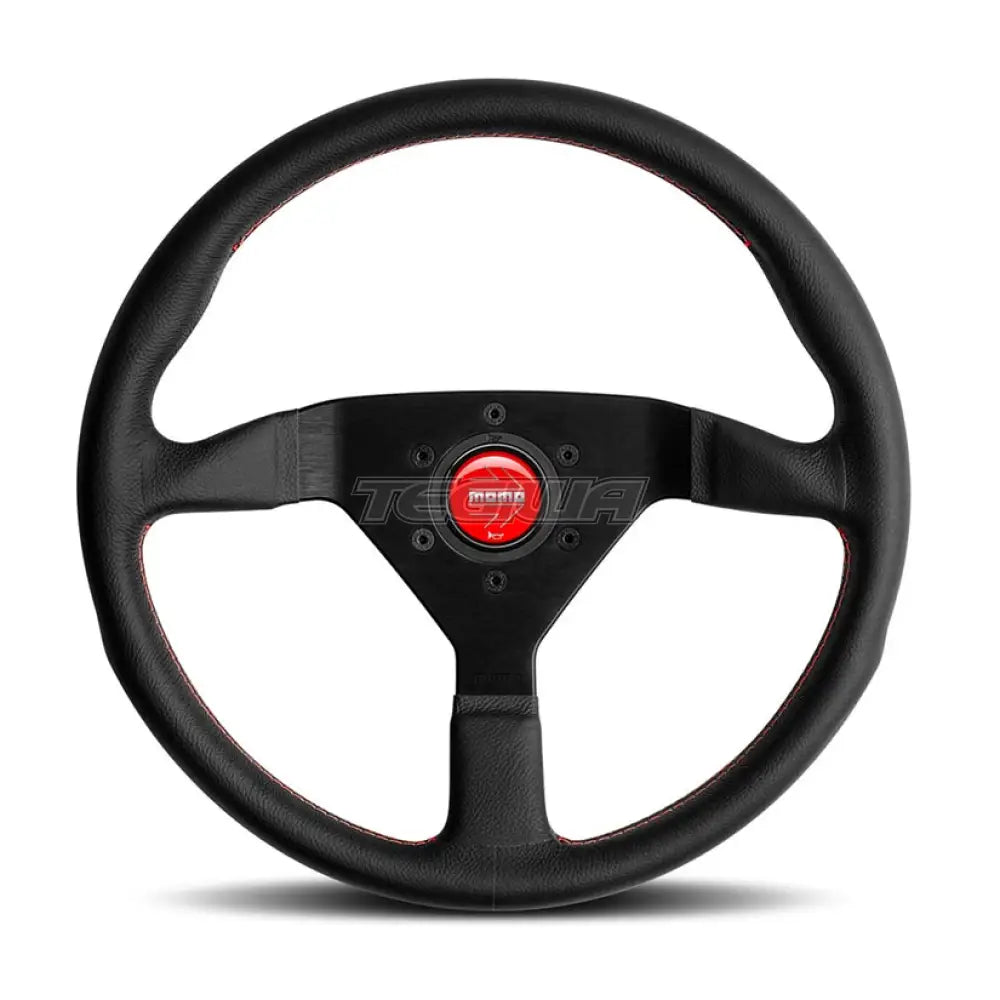 Momo Montecarlo Steering Wheel 320Mm - 350Mm Black Leather/Red Stitch & Wheels And Accessories