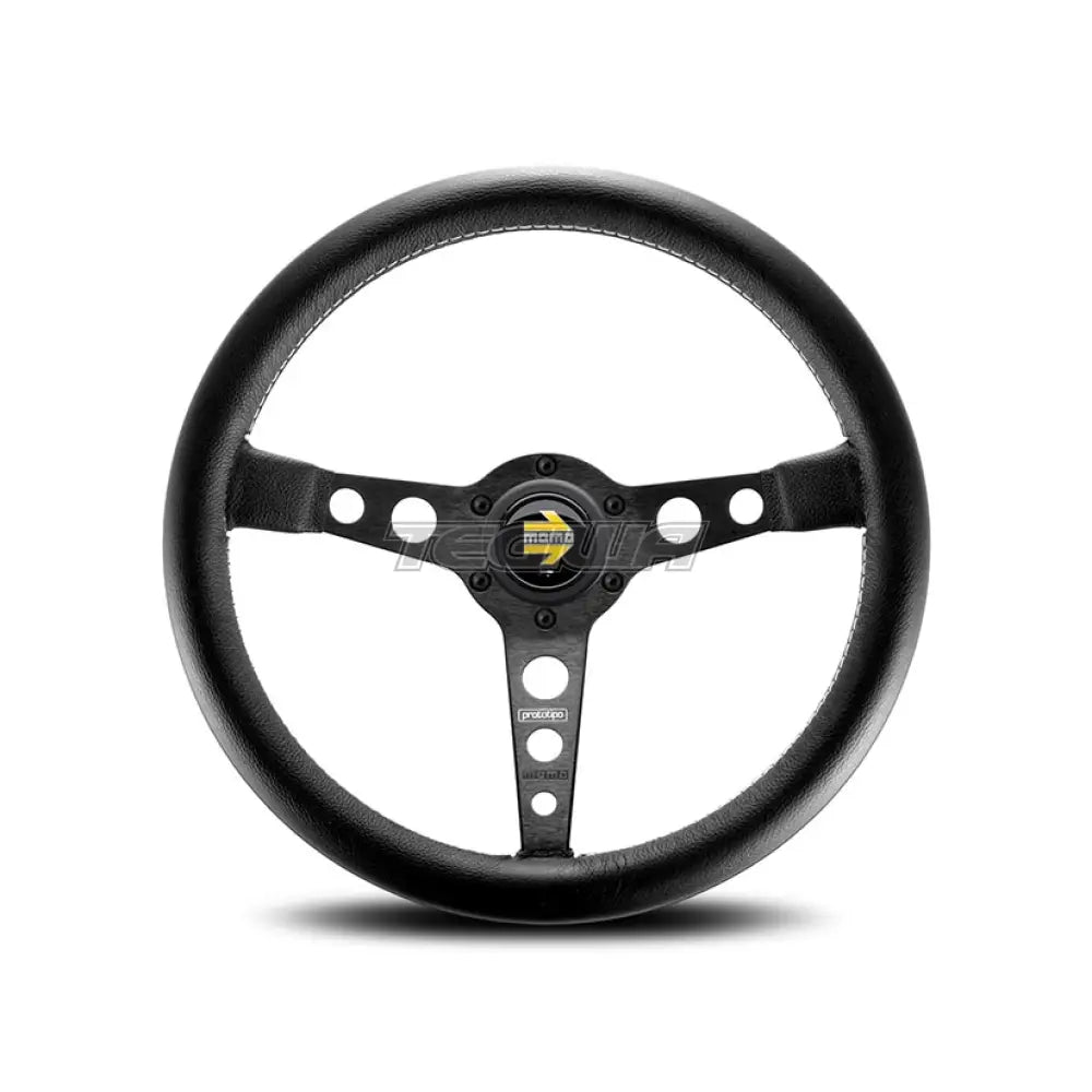 Momo Prototipo Steering Wheel 350Mm Black Spoke/Black Leather Wheels And Accessories