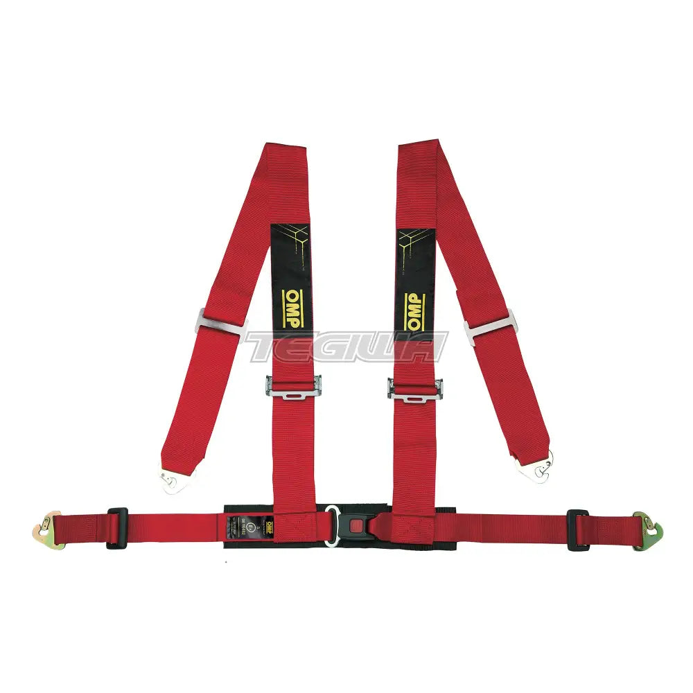 OMP 4 Point ECE Racing Harness Red Harnesses