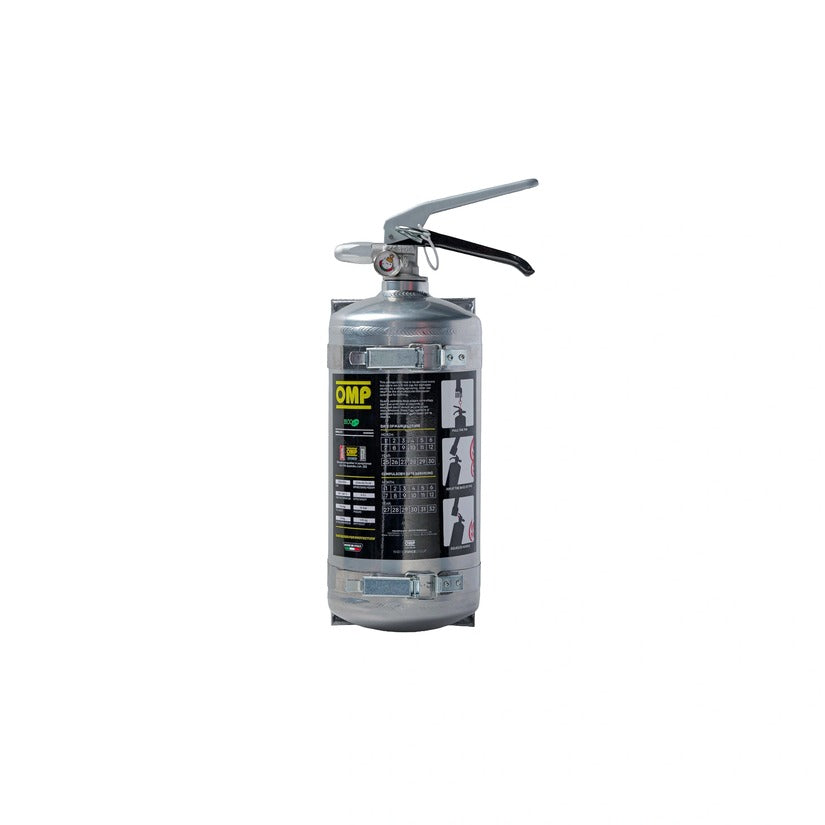 OMP Hand Held Extinguisher 2.4kg Ecolife Plus Aluminium Bottle Silver
