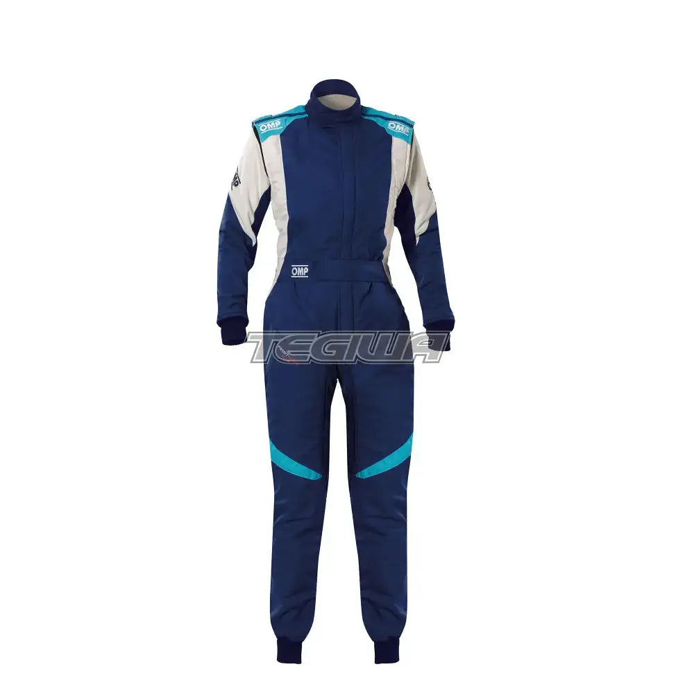 OMP First Elle my2025 Womens Race Suit FIA 8856-2018 Navy Blue / Tiffany / EU Size 38 Suits