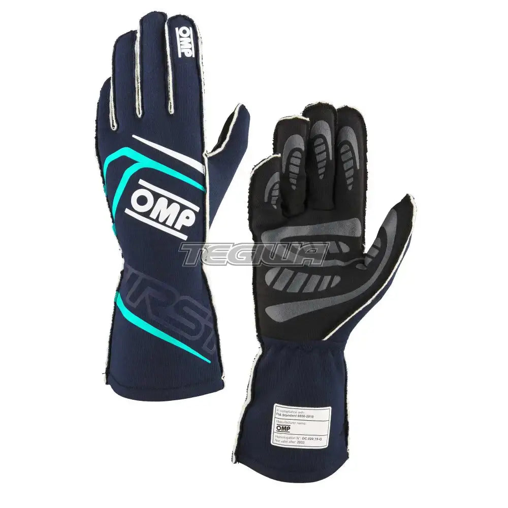 OMP First Gloves FIA 8856-2018 Blue / Tiffany / L Gloves