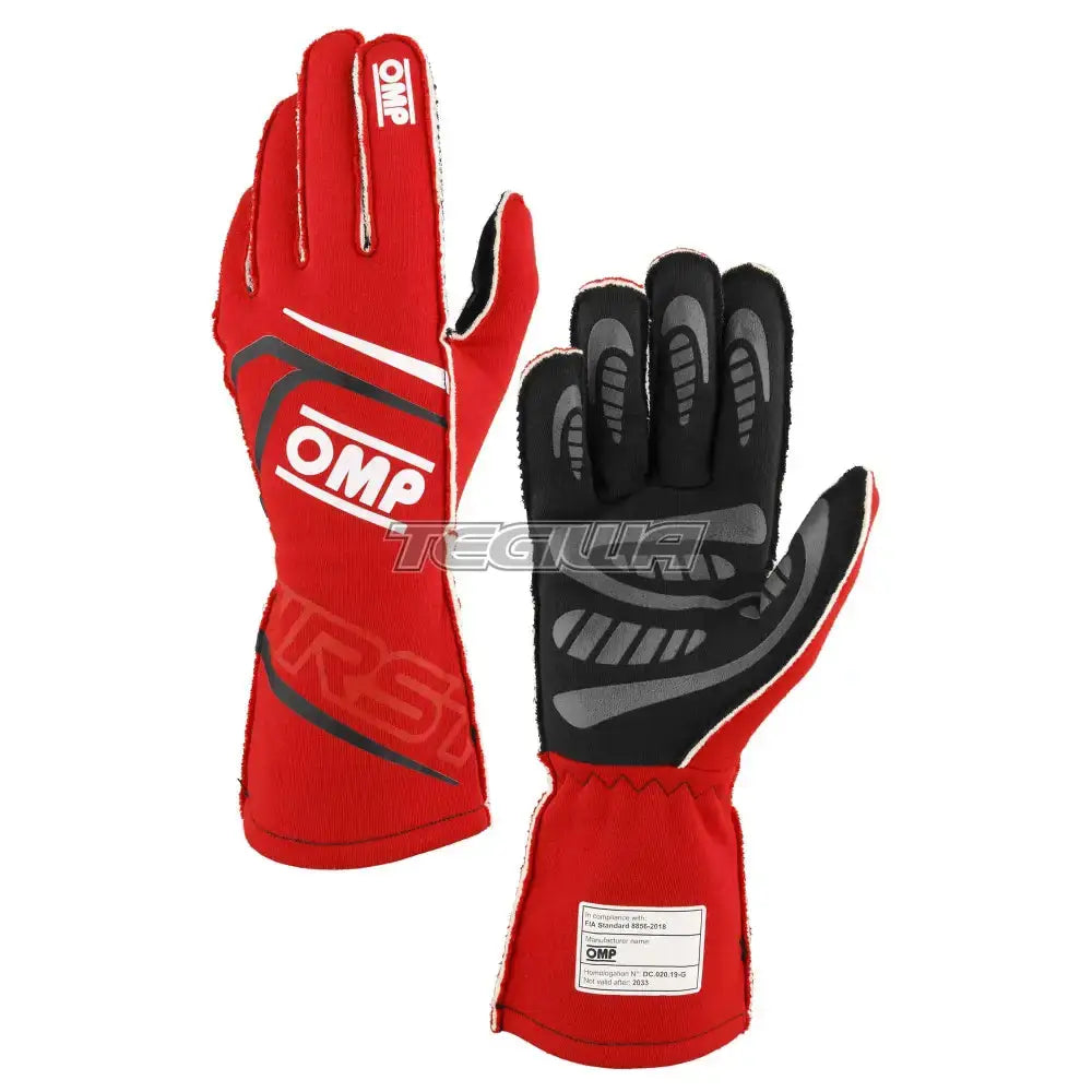 OMP First Gloves FIA 8856-2018 Red / L Gloves