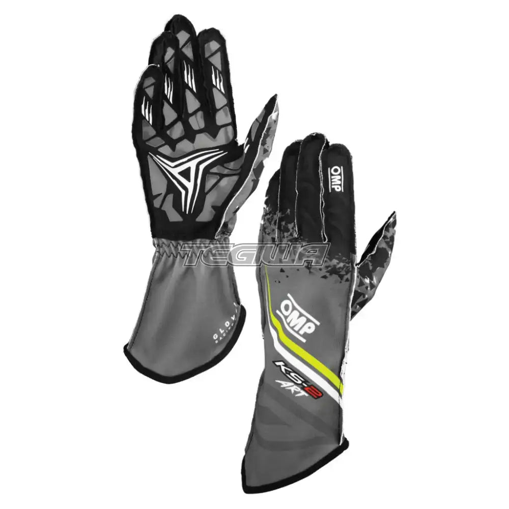 OMP KS-2 Art my2025 Kart Gloves Anthracite / Yellow / 4 Kids Gloves