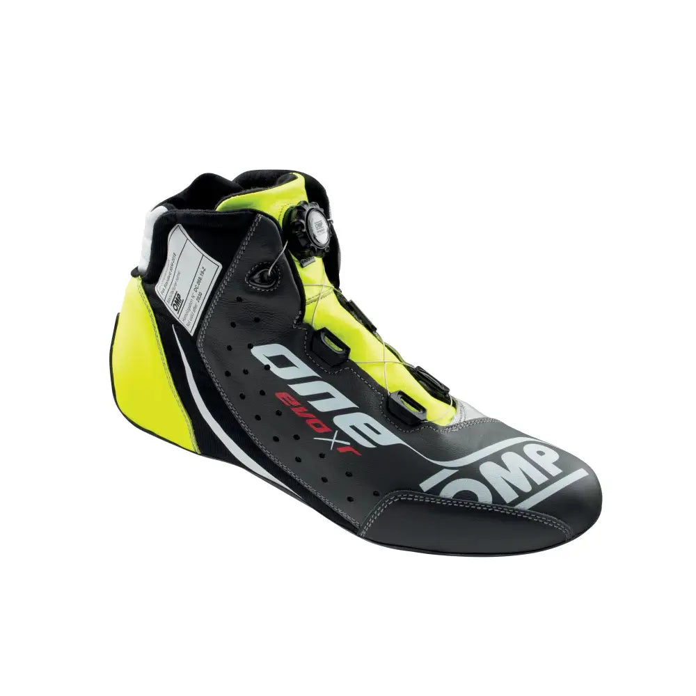 Omp One Evo-X R Shoes Fia 8856-2018 Black / Silver Fluorescent Yellow Eu Size 37 Boots