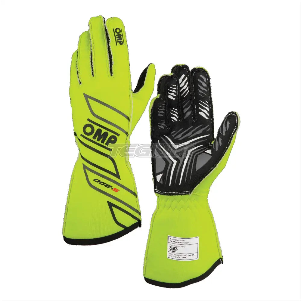 OMP One-S Gloves my2025 FIA 8856-2018 Fluorescent Yellow / L Gloves