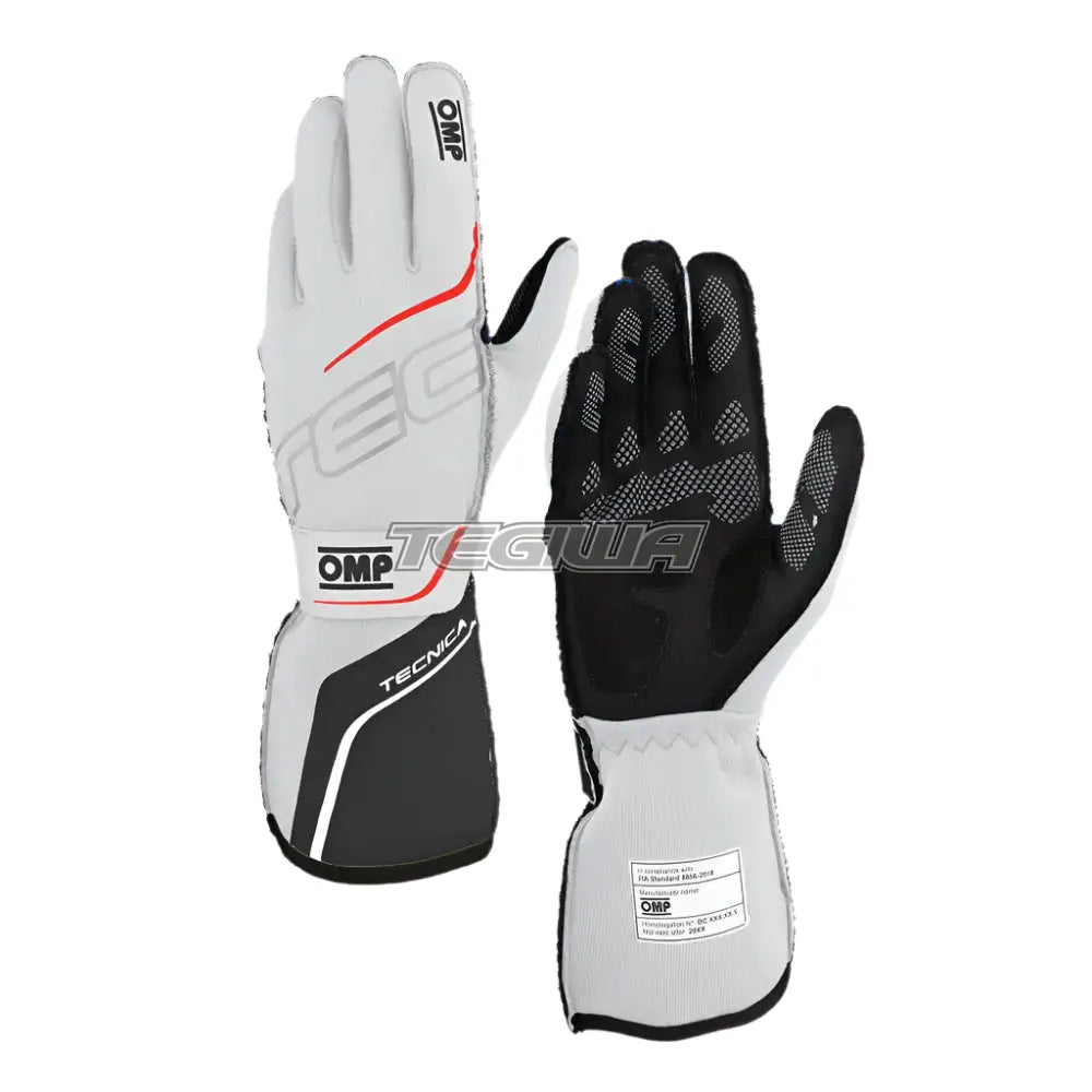 OMP Tecnica Gloves my2025 FIA 8856-2018 White / Anthracite / L Gloves