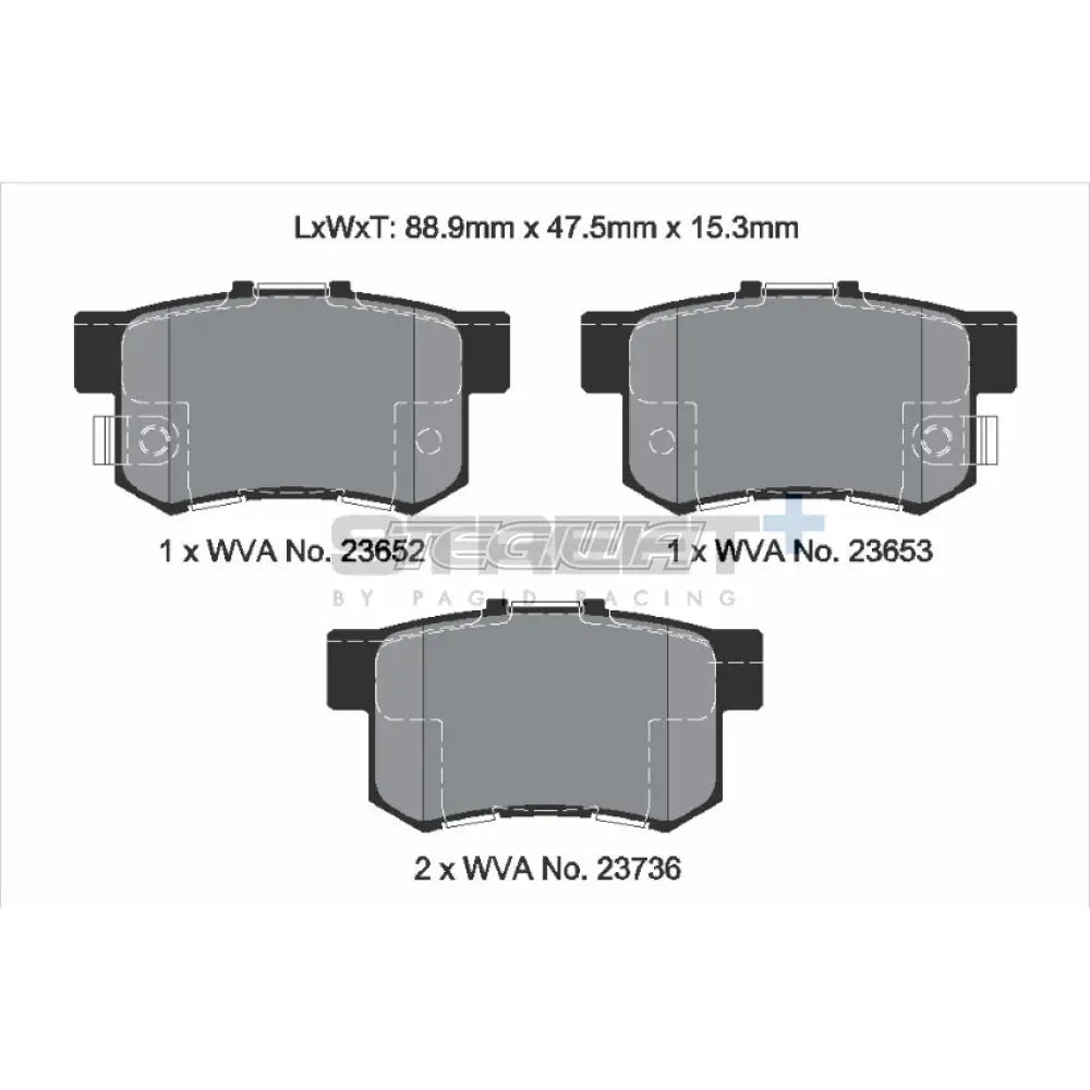 Pagid Street + Brake Pads Honda Civic Ep2 1.6I Non Type-R 01-05 Rear
