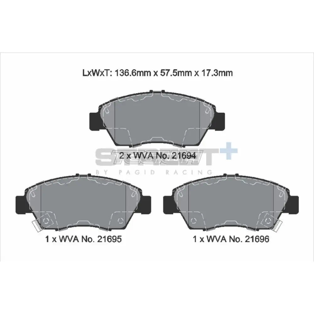 Pagid Street + Brake Pads Honda Civic Fd2 Non Type-R 05-12 Front - T8006Sp2001