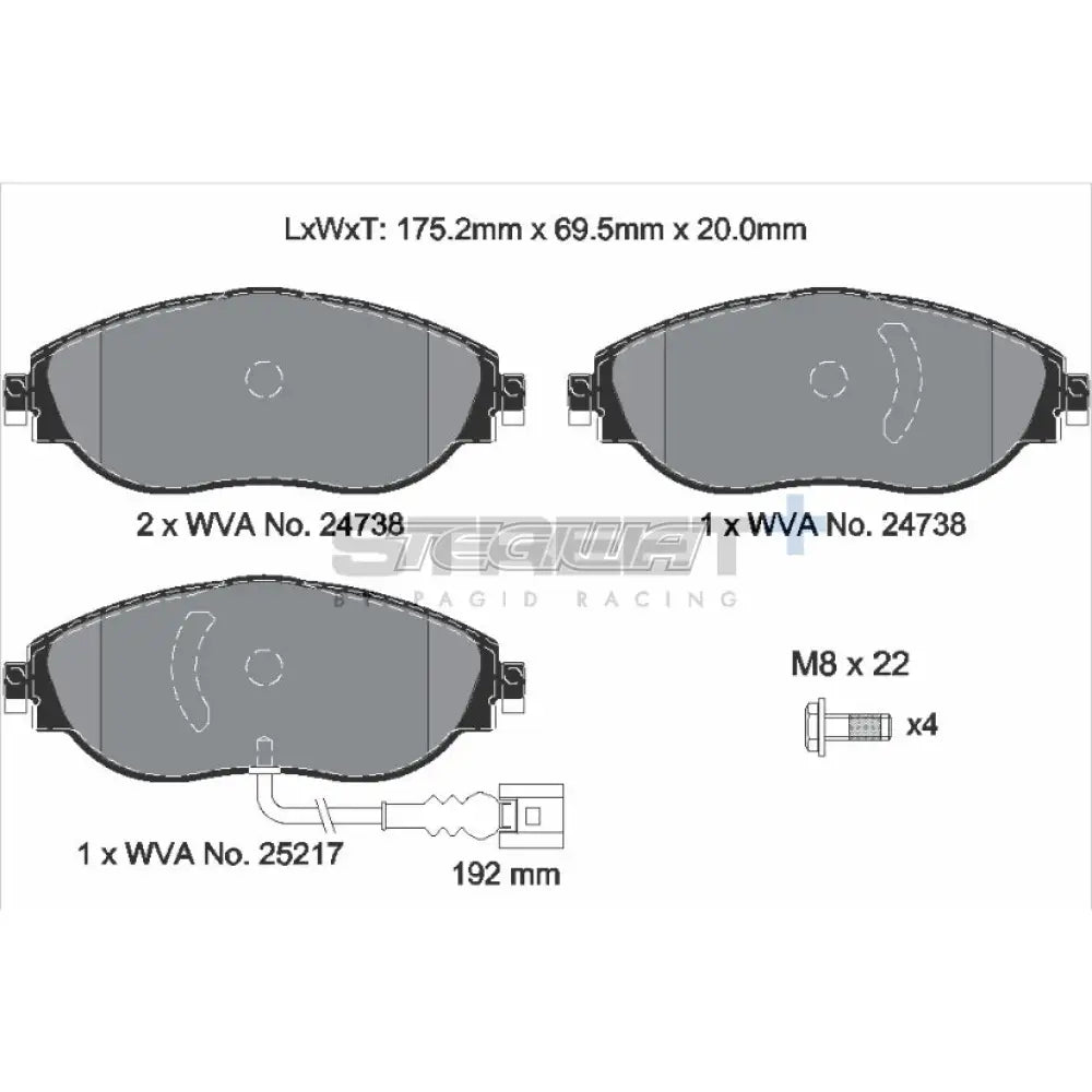 Pagid Street + Brake Pads Volkswagen Golf Mk7 R 13-18 Front