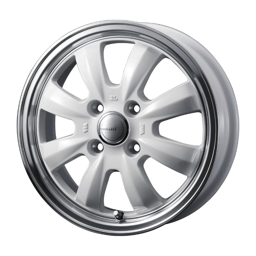 Gyraft 8S Alloy Wheel 14x4.5 ET45 4x100 White Polished Rim 73mm CB