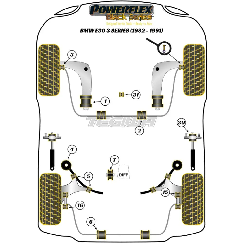 Powerflex Black Series Front Lower Wishbone Rear Bush Caster Offset Bmw 3 E30 Inc M3 82-91 Bushes