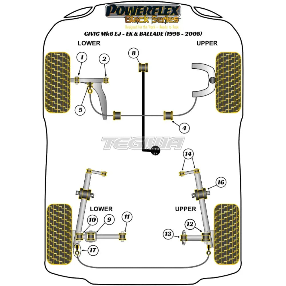 Powerflex Black Series Front Wishbone Bush Honda Civic Ej-Ek Ballade 95-05 Bushes