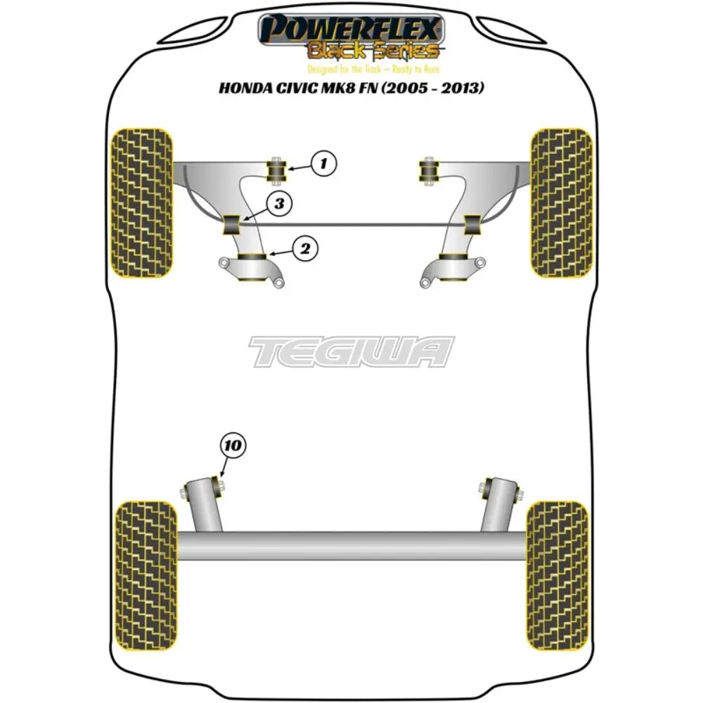 Powerflex Black Series Front Wishbone Rear Bush Honda Civic Fk Fn Inc Type-R 05-12 Bushes