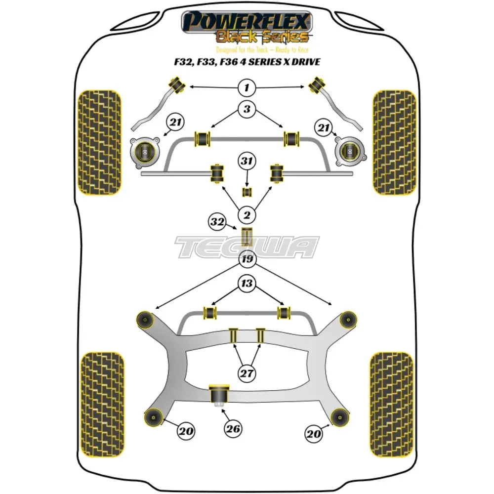 Powerflex Black Series Rear Diff Front Bush Insert Bmw 4 F32 F33 F36 F82 F83 Xdrive 13 13 + Gearbox