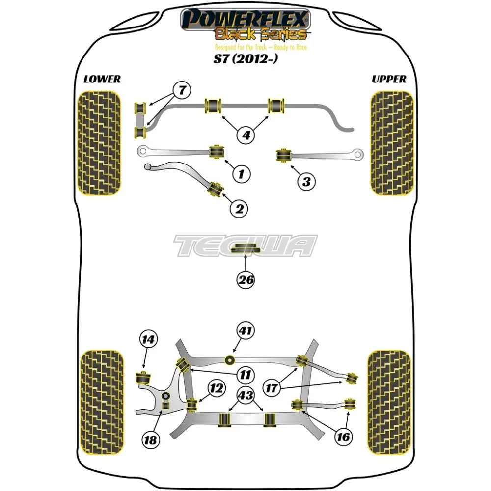 Powerflex Black Series Rear Upper Wishbone Outer Bush Audi A7 S7 Rs7 4G8 12-18 Bushes