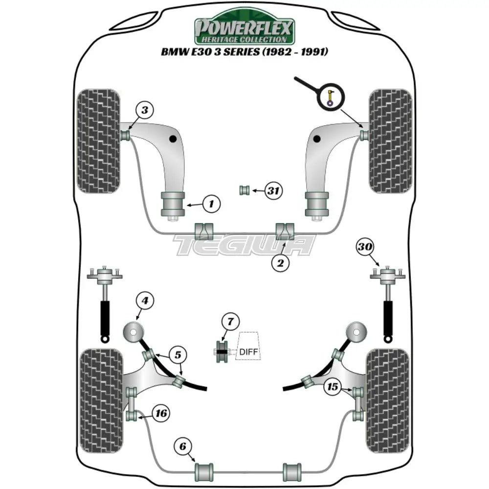 Powerflex Heritage Series Front Lower Wishbone Rear Bush Caster Offset Bmw 3 E30 Inc M3 82-91 Bushes