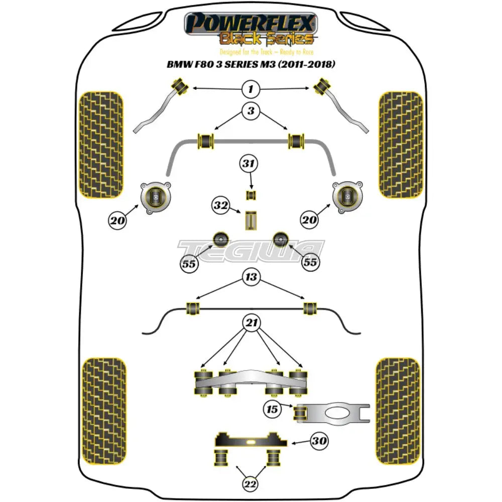Powerflex Road & Black Series Dual-Mount Rear Differential Bracket Bmw 3 F30 F31 F34 F80 M3 11-18