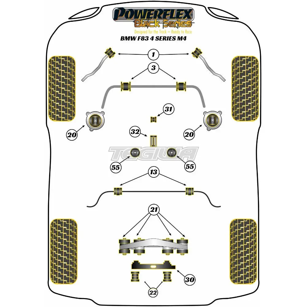 Powerflex Road & Black Series Dual-Mount Rear Differential Bracket Bmw 4 F32 F33 F36 F82 F83 M4 14