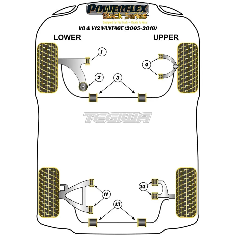 Powerflex Road & Black Series Front Anti-Roll Bar Mounting Bush 25.6Mm Aston Martin V8 V12 Vantage