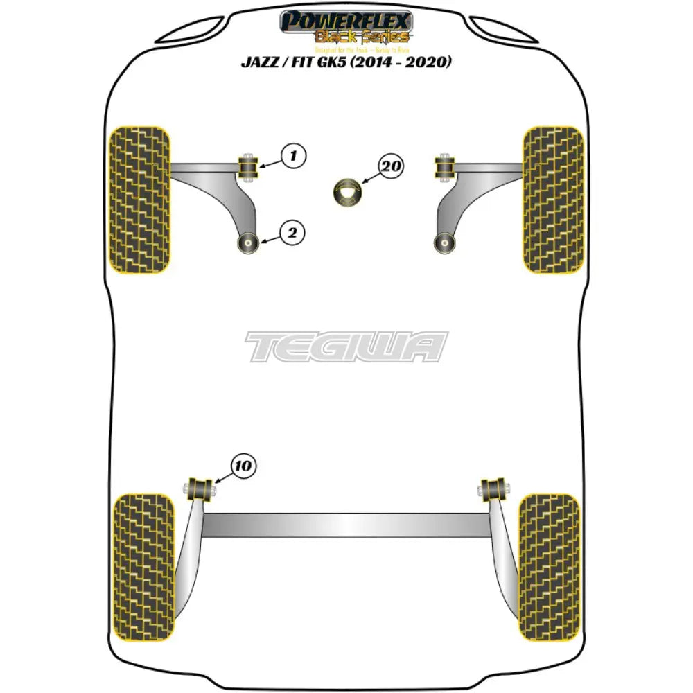 Powerflex Road & Black Series Poweralign Camber Bolt Kit 14Mm Honda Jazz Fit Gk5 14-20 Bushes