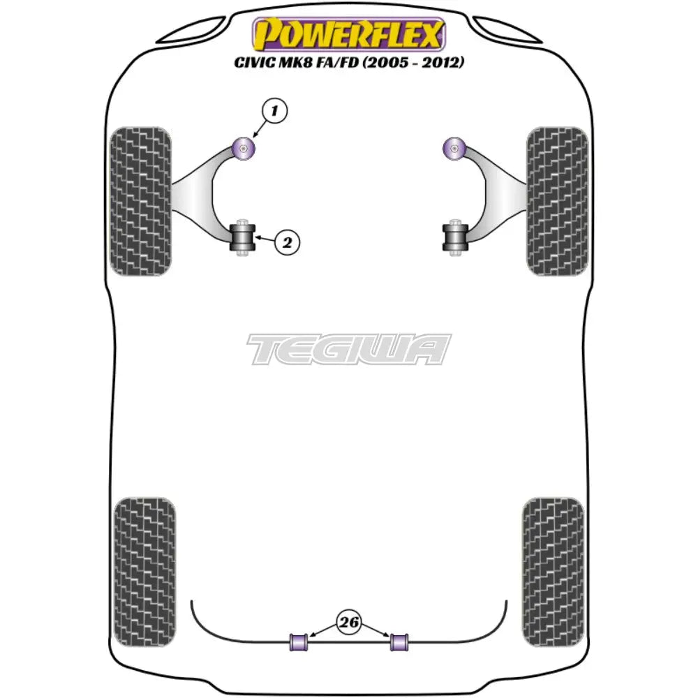 Powerflex Road Series Front Lower Arm Bush Caster Offset Honda Civic Fa Fd Sedan 05-12 Bushes