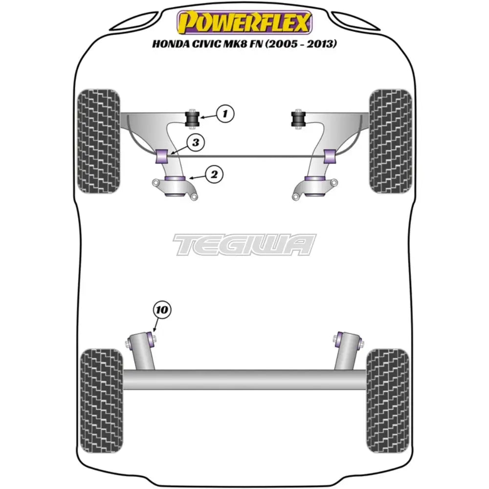 Powerflex Road Series Rear Beam Mounting Bush Honda Civic Fk Fn Inc Type-R 05-12 Bushes