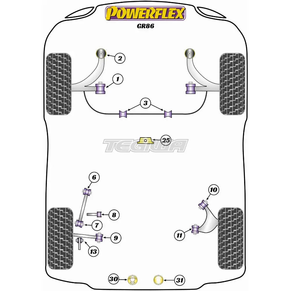 Powerflex Road Series Rear Diff Left Mount Insert Toyota Gr 86 21 + Gearbox Mounts