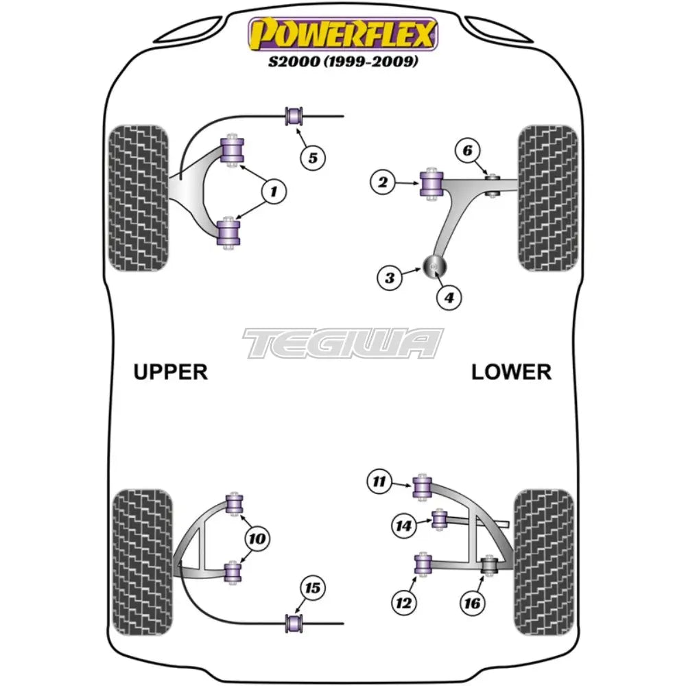 Powerflex Road Series Rear Lower Wishbone Front Bush Honda S2000 99-09 Bushes