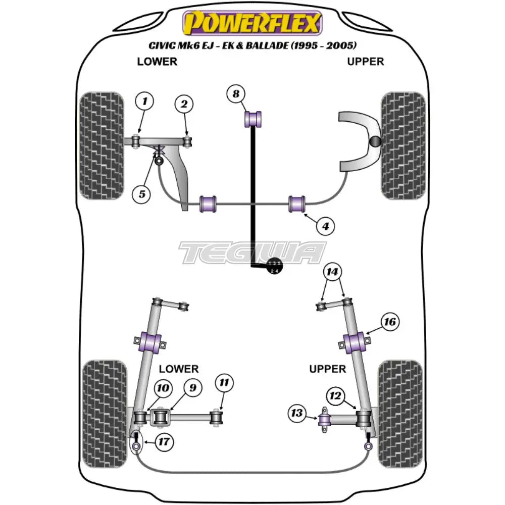 Powerflex Road Series Rear Trailing Arm Mount Bush Honda Civic Ej-Ek Ballade 95-05 Bushes